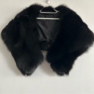 Holt Renfrew Black Dyed Fox Fur Cape in black